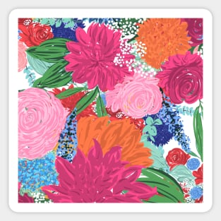 Pretty Hand Painted Colorful Flowers Sticker